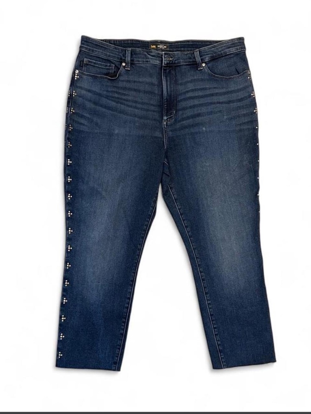 Lee Dark Blue Ankle Jeans with Side Studs